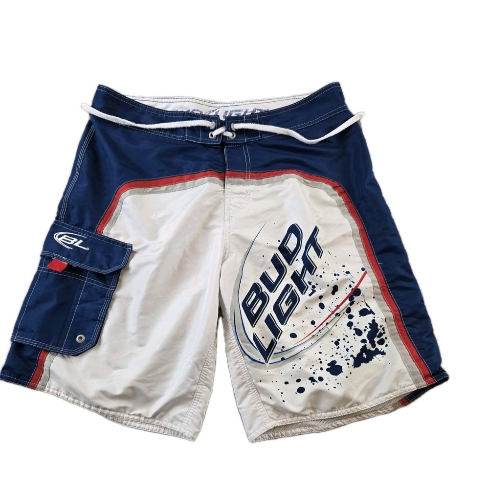 Anheuser‎ Busch Bud Light Men's Swim Trunks Shorts Lined 10" Inseam Size 36